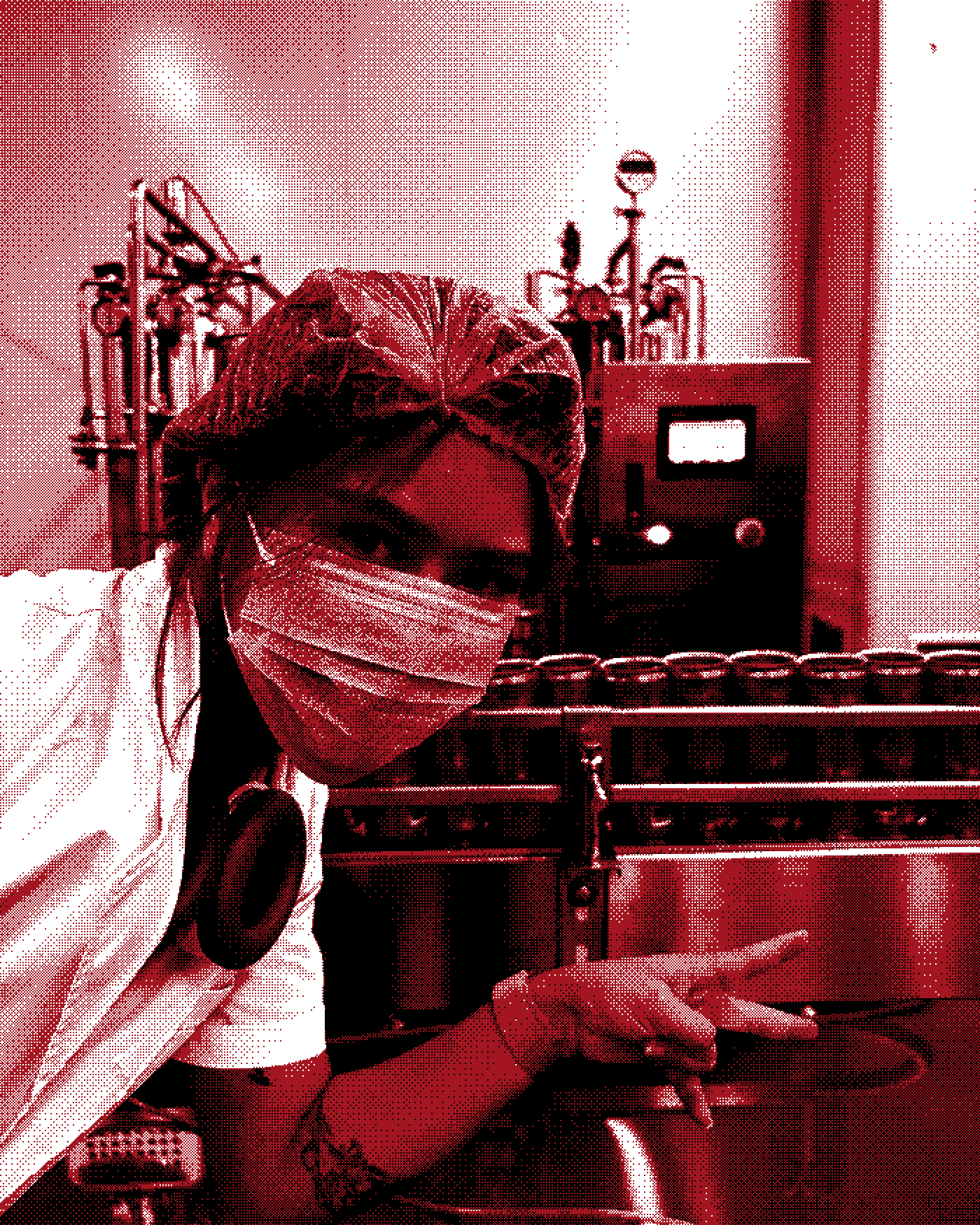 Philly Chen at the Langhua production line, the first finished cans behind her, in the Calm Ignition Grain treatment